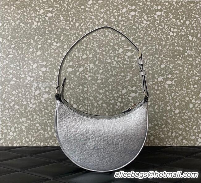 Grade Discount Valentino VLogo Signature mini hobo bag in Grainy Calfskin 5012 Silver 2025
