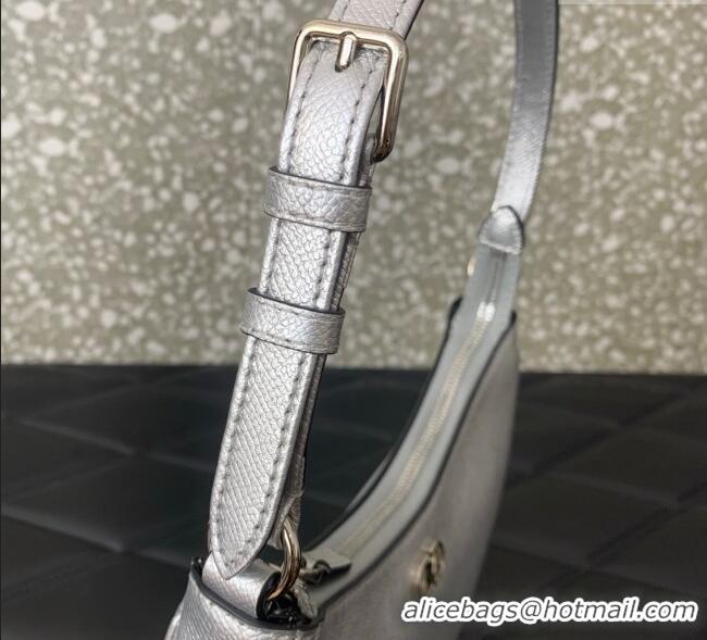 Grade Discount Valentino VLogo Signature mini hobo bag in Grainy Calfskin 5012 Silver 2025