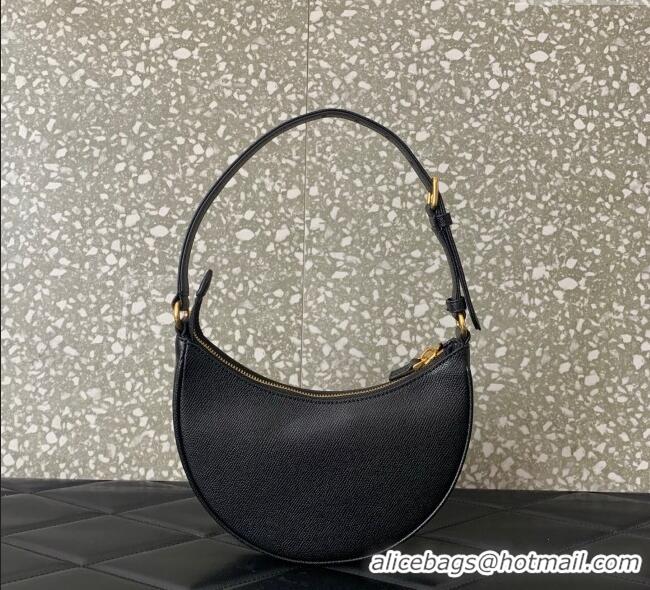 Luxury Cheap Valentino VLogo Signature mini hobo bag in Grainy Calfskin 5012 Black 2025