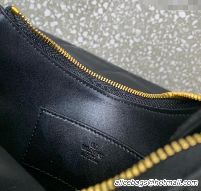 Luxury Cheap Valentino VLogo Signature mini hobo bag in Grainy Calfskin 5012 Black 2025