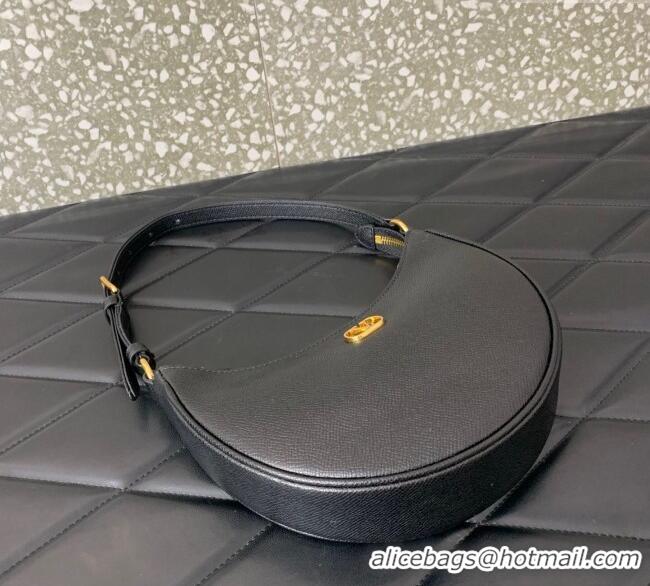 Luxury Cheap Valentino VLogo Signature mini hobo bag in Grainy Calfskin 5012 Black 2025