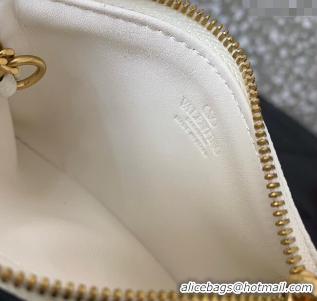 Promotional Valentino Vlogo Signature Grainy Calfskin Key Ring Pouch VLTN038 White 2025