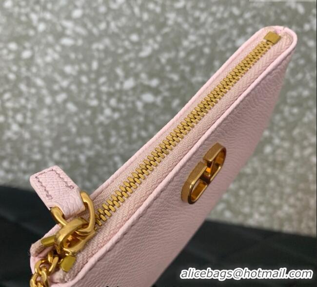 Big Discount Valentino Vlogo Signature Grainy Calfskin Key Ring Pouch VLTN038 Light Pink 2025