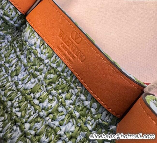 Promotional Valentino Viva Superstar Crochet Medium Shopping Bag 22002L Green/Blue 2025