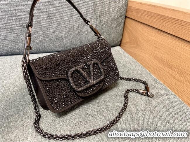 Promotional Valentino Small Loco Bag with Crystals 1134 Chocolate/Black 2025