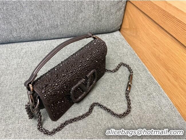 Promotional Valentino Small Loco Bag with Crystals 1134 Chocolate/Black 2025