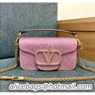 Best Quality Valentino Small Loco Bag with Crystals 1134 Pink 2025