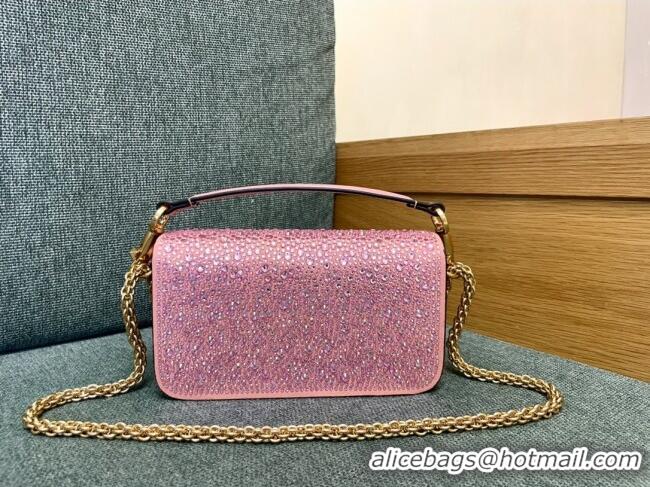 Best Quality Valentino Small Loco Bag with Crystals 1134 Pink 2025