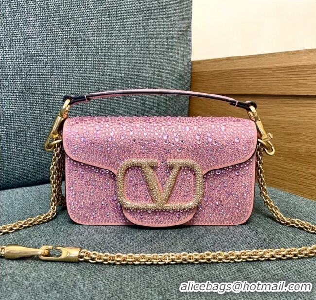 Best Quality Valentino Small Loco Bag with Crystals 1134 Pink 2025
