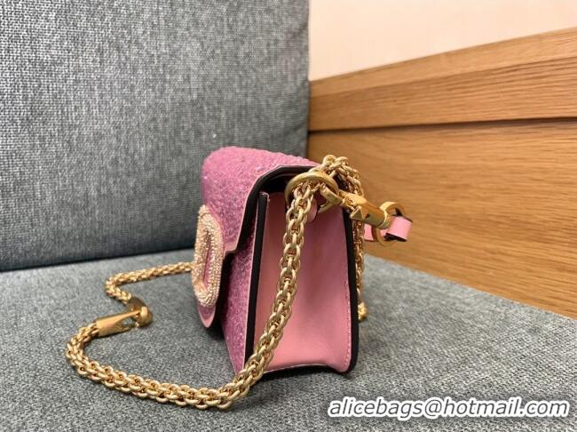Best Quality Valentino Small Loco Bag with Crystals 1134 Pink 2025