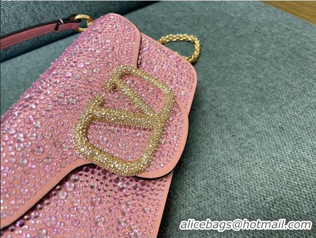 Best Quality Valentino Small Loco Bag with Crystals 1134 Pink 2025
