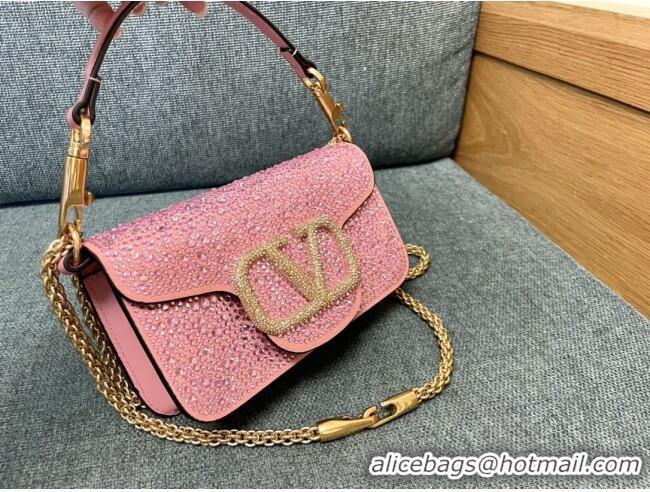 Best Quality Valentino Small Loco Bag with Crystals 1134 Pink 2025