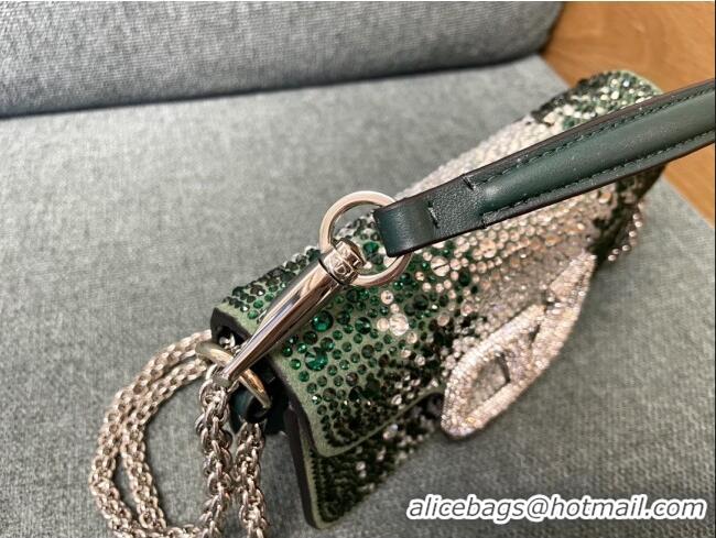 Trendy Design Valentino Small Loco Bag with Crystals 1134 Green 2025