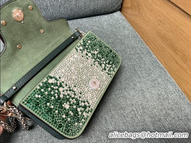 Trendy Design Valentino Small Loco Bag with Crystals 1134 Green 2025