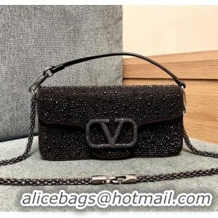 Top Grade Valentino Medium Loco Bag with Crystals 1134 Chocolate/Black 2025