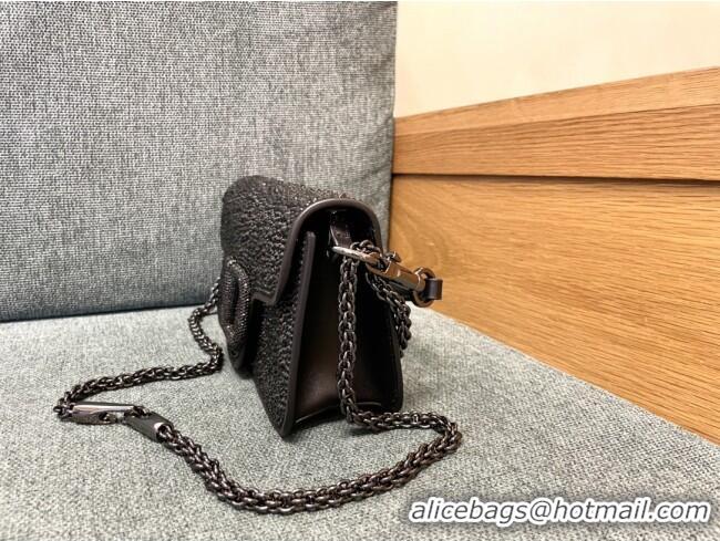 Top Grade Valentino Medium Loco Bag with Crystals 1134 Chocolate/Black 2025