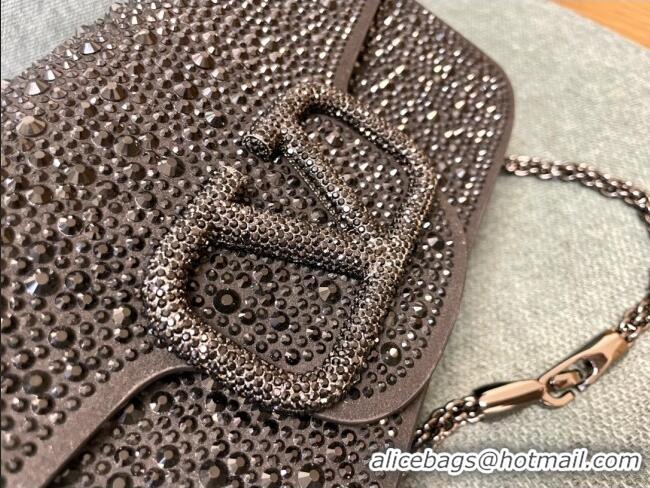 Top Grade Valentino Medium Loco Bag with Crystals 1134 Chocolate/Black 2025
