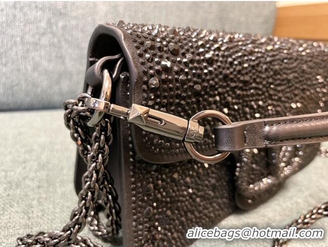Top Grade Valentino Medium Loco Bag with Crystals 1134 Chocolate/Black 2025