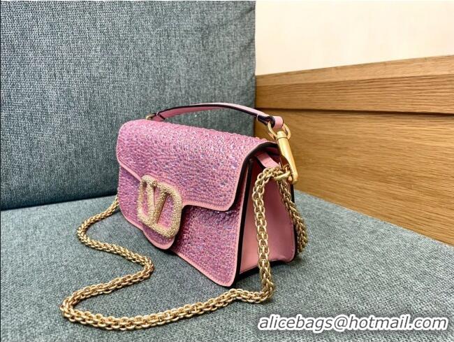 Promotional Valentino Medium Loco Bag with Crystals 1134 Pink 2025