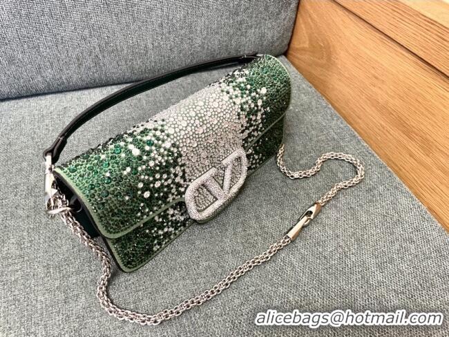 Reasonable Price Valentino Medium Loco Bag with Crystals 1134 Green 2025