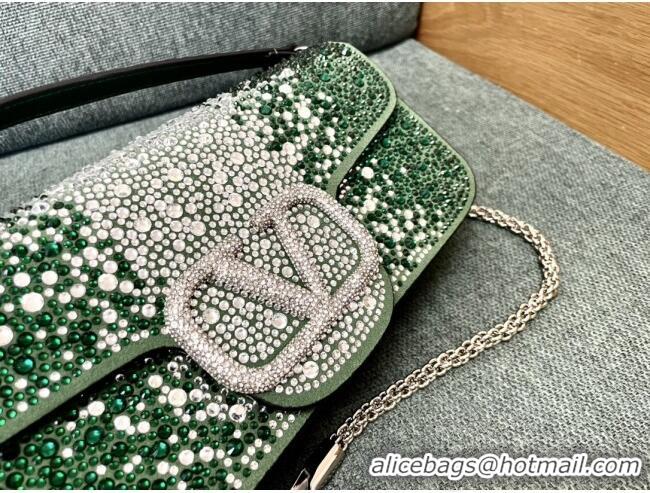 Reasonable Price Valentino Medium Loco Bag with Crystals 1134 Green 2025