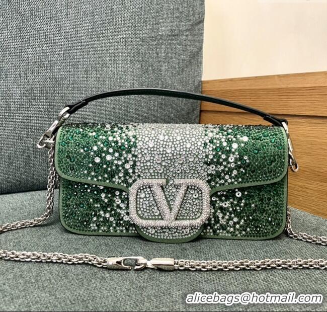 Reasonable Price Valentino Medium Loco Bag with Crystals 1134 Green 2025