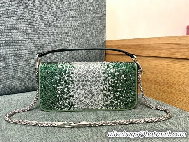 Reasonable Price Valentino Medium Loco Bag with Crystals 1134 Green 2025