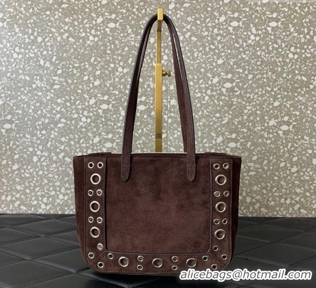 Top Quality Valentino Garavani Nellcote Mini Cherryfic Embroidered Shopping Bag 0078 Brown 2025