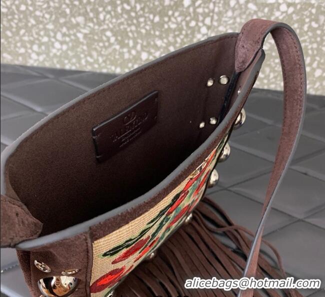 Good Quality Valentino Garavani Nellcote Small Shoulder Bag In Jacquard Raffia With Cherryfic Pattern 2034 Brown 2025