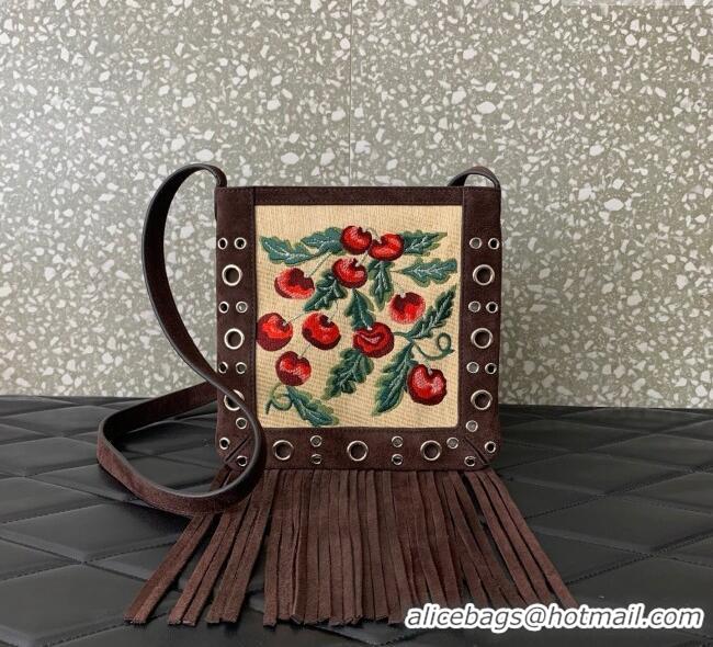 Good Quality Valentino Garavani Nellcote Small Shoulder Bag In Jacquard Raffia With Cherryfic Pattern 2034 Brown 2025