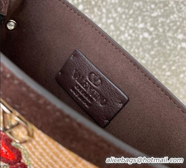Good Quality Valentino Garavani Nellcote Small Shoulder Bag In Jacquard Raffia With Cherryfic Pattern 2034 Brown 2025