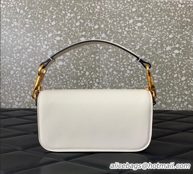 Luxury Cheap Valentino Garavani Loco Small Shoulder Bag In Calfskin Leather With Jewel Logo 5053 White 2025