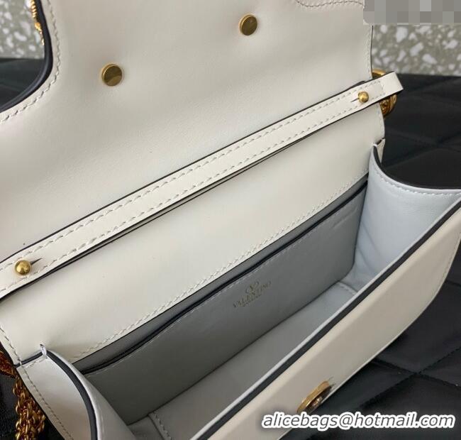 Luxury Cheap Valentino Garavani Loco Small Shoulder Bag In Calfskin Leather With Jewel Logo 5053 White 2025