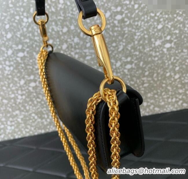 Top Grade Valentino Garavani Loco Small Shoulder Bag In Calfskin Leather With Jewel Logo 5053 Black 2025