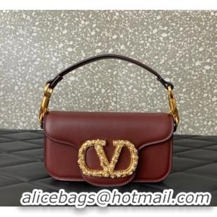 Top Grade Valentino Garavani Locò Small Shoulder Bag In Calfskin Leather With Jewel Logo 5053 Dark Brown 2025
