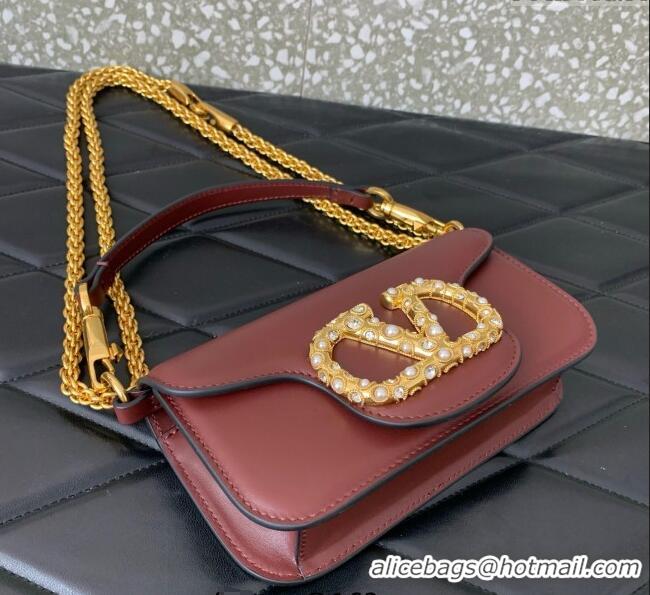 Top Grade Valentino Garavani Locò Small Shoulder Bag In Calfskin Leather With Jewel Logo 5053 Dark Brown 2025