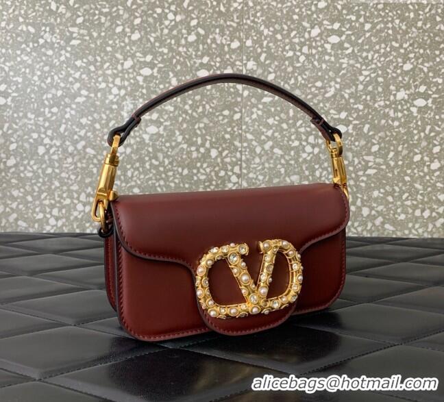 Top Grade Valentino Garavani Locò Small Shoulder Bag In Calfskin Leather With Jewel Logo 5053 Dark Brown 2025