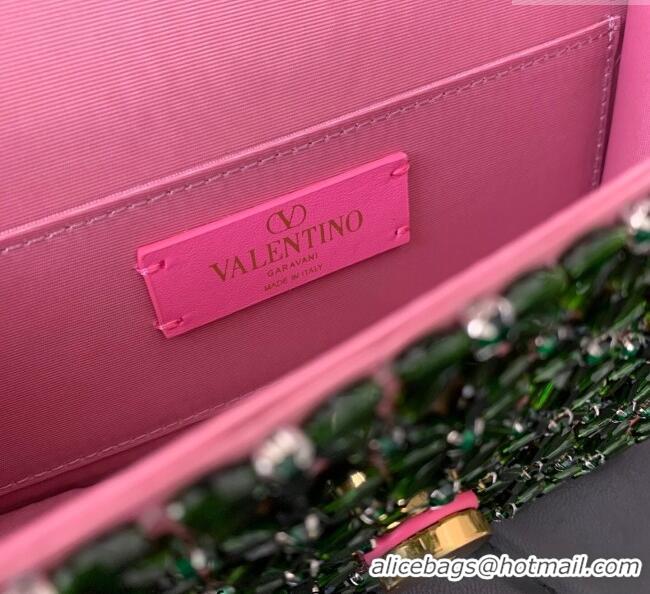 Discount Valentino Garavani Loco Small Shoulder Bag Embroidered With Jewel Logo 5081 Pink 2025