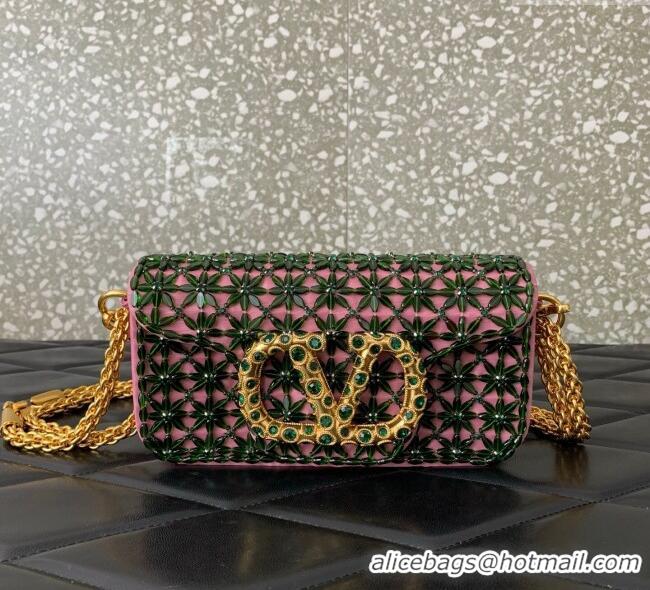 Discount Valentino Garavani Loco Small Shoulder Bag Embroidered With Jewel Logo 5081 Pink 2025