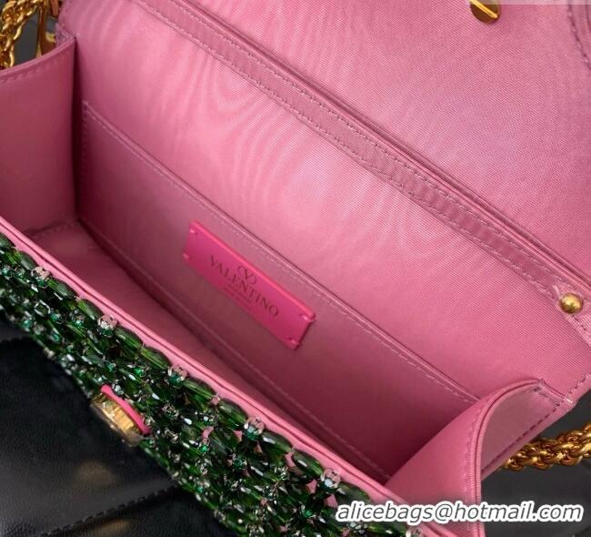 Discount Valentino Garavani Loco Small Shoulder Bag Embroidered With Jewel Logo 5081 Pink 2025