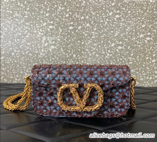 Top Grade Valentino Garavani Loco Small Shoulder Bag Embroidered With Jewel Logo 5081 Blue 2025