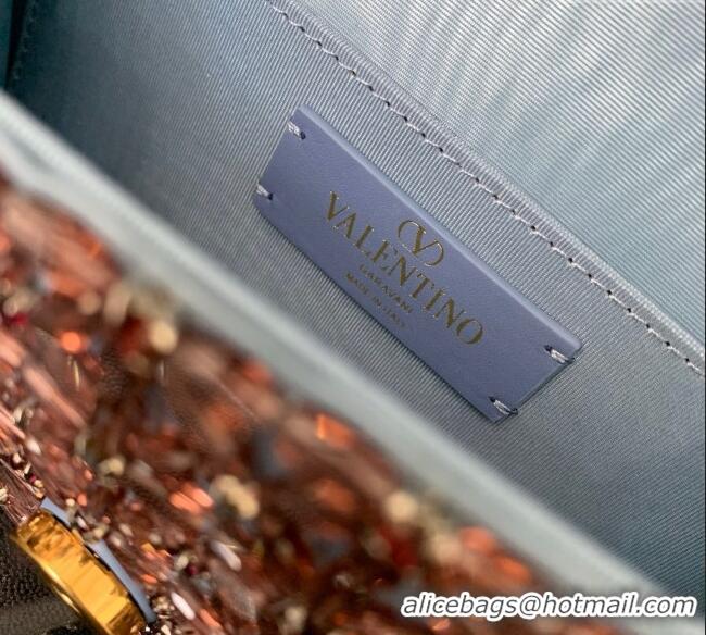 Top Grade Valentino Garavani Loco Small Shoulder Bag Embroidered With Jewel Logo 5081 Blue 2025