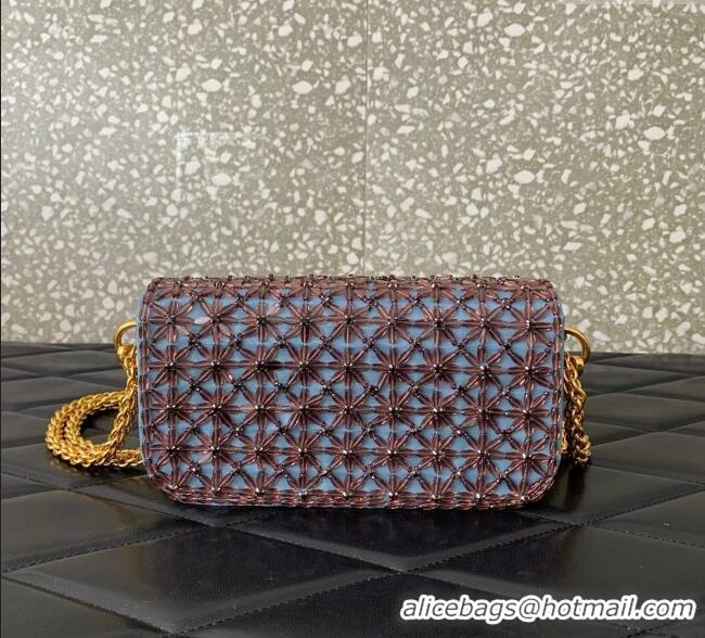 Top Grade Valentino Garavani Loco Small Shoulder Bag Embroidered With Jewel Logo 5081 Blue 2025