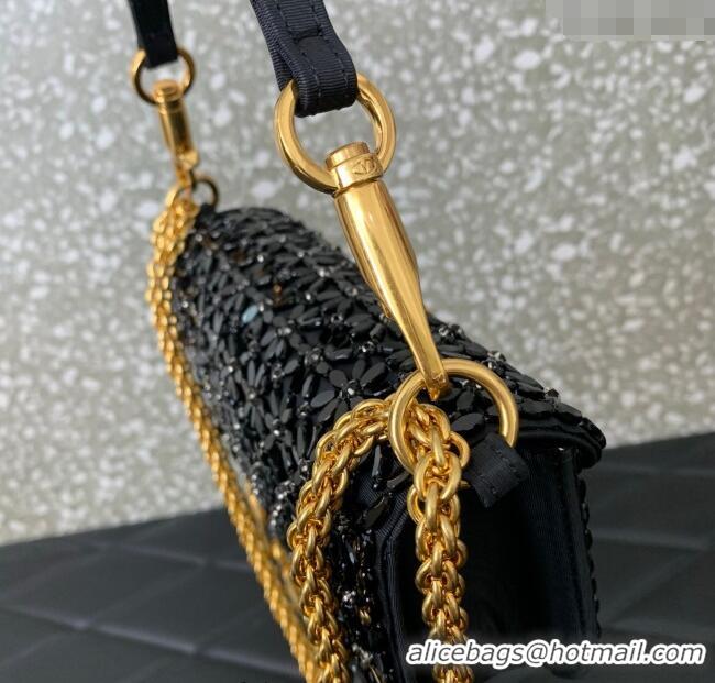 Good Looking Valentino Garavani Loco Small Shoulder Bag Embroidered With Jewel Logo 5081 Black 2025