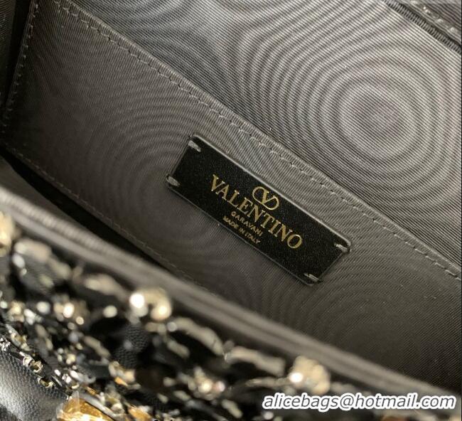 Good Looking Valentino Garavani Loco Small Shoulder Bag Embroidered With Jewel Logo 5081 Black 2025