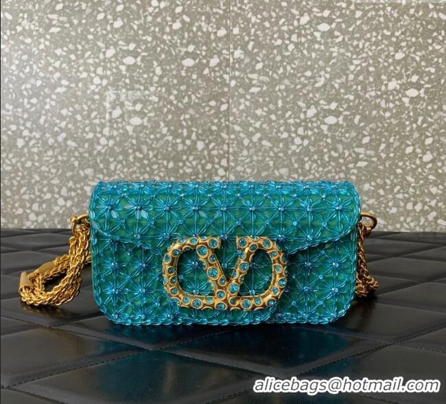 Luxury Cheap Valentino Garavani Loco Small Shoulder Bag Embroidered With Jewel Logo 5081 Green 2025