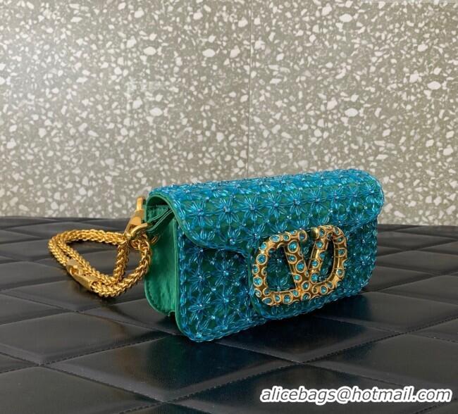 Luxury Cheap Valentino Garavani Loco Small Shoulder Bag Embroidered With Jewel Logo 5081 Green 2025