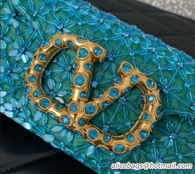 Luxury Cheap Valentino Garavani Loco Small Shoulder Bag Embroidered With Jewel Logo 5081 Green 2025