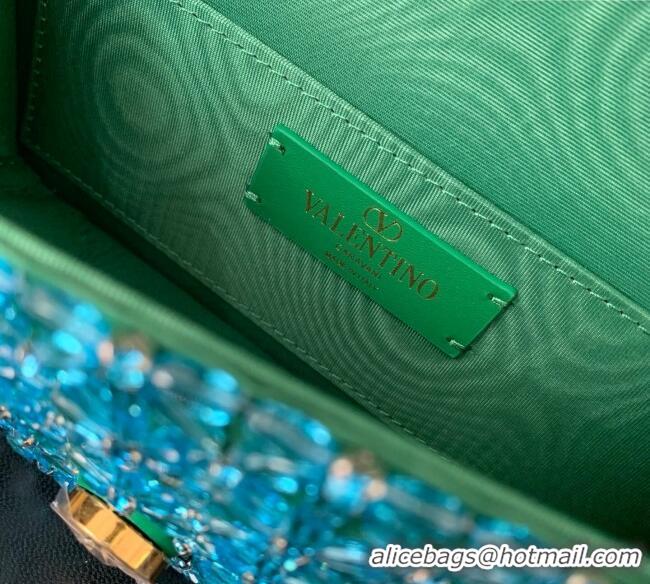 Luxury Cheap Valentino Garavani Loco Small Shoulder Bag Embroidered With Jewel Logo 5081 Green 2025