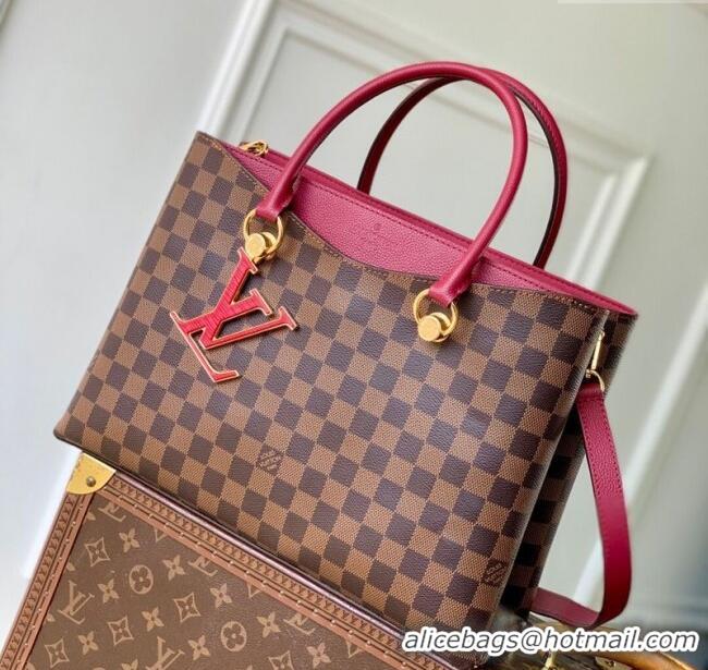 Top Quality Louis Vuitton Riverside Tote Bag in Damier Ebene Canvas N40052 Fuchsia 2025